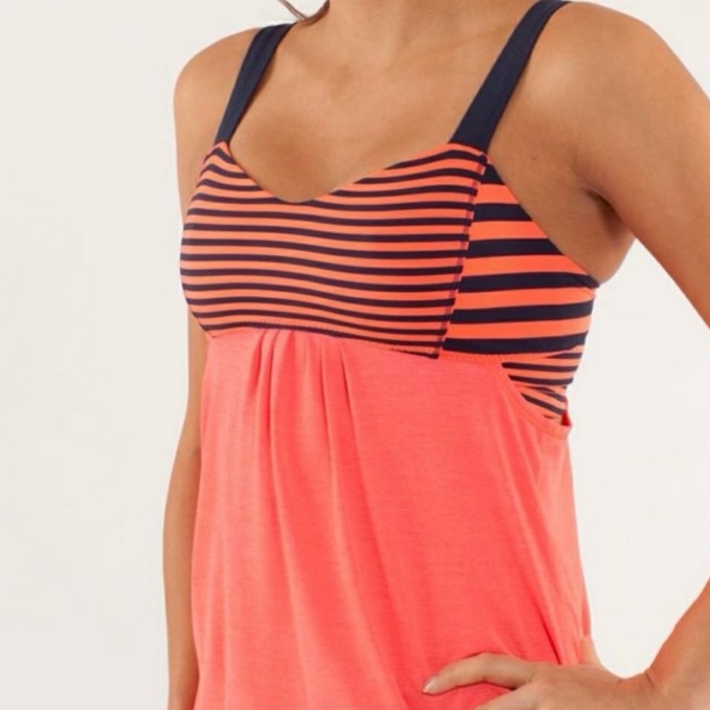 Lululemon Orange & Blue Run Back on Track tank Size 4